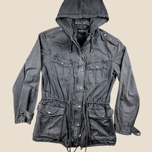 Buffalo David Bitton Utility Jacket Womens M Grey Hooded Tampa Anorak Coat‎